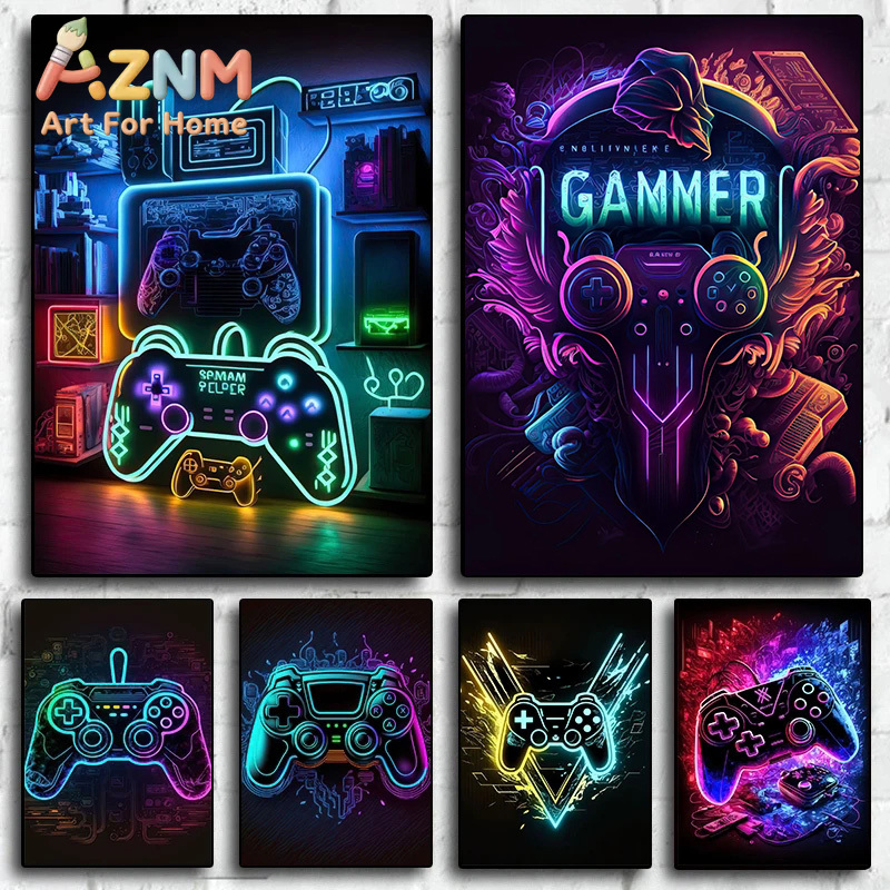 Esports Gaming Room - Modern Neon Pop Cool Gaming Wall