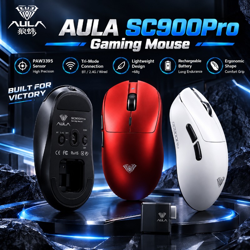 Esports Wireless Gaming Mouse - AULA SC900Pro Gaming Mouse PAW3395 Sensor