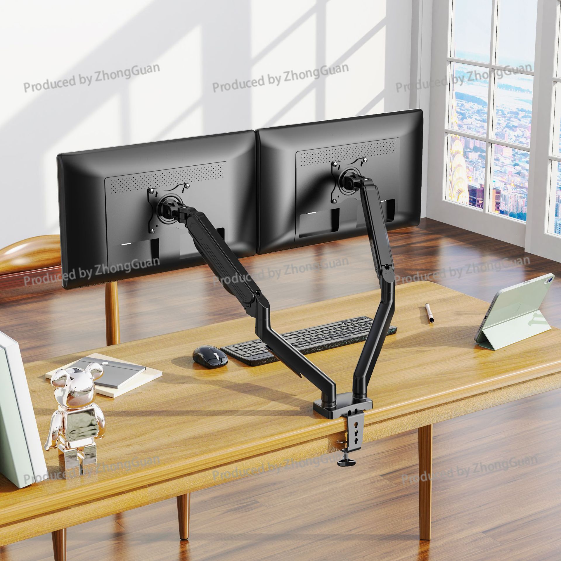 Gas Spring Dual-arm Monitor Mo - Dual Monitor Stand ulasan dan harga
