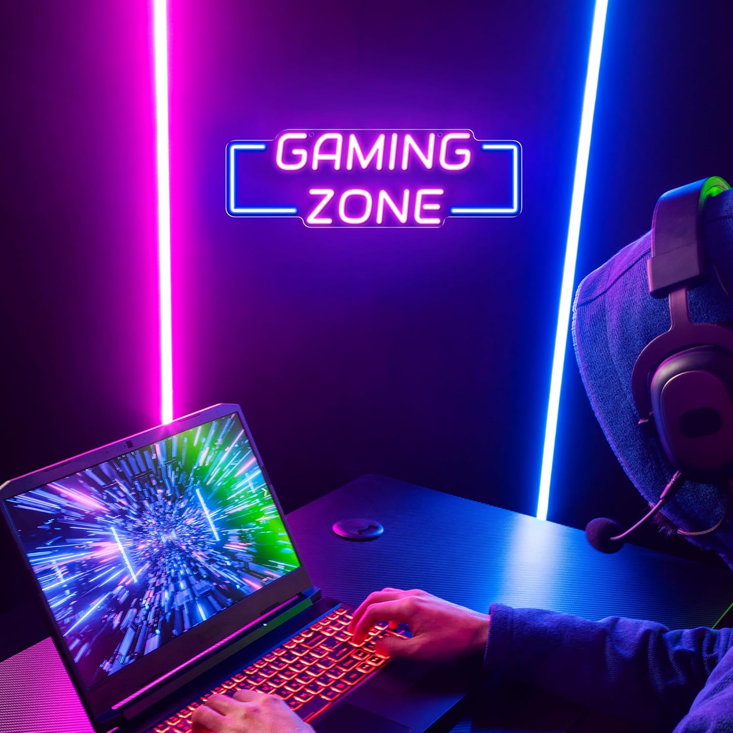 Gaming Zone Neon Sign USB LED  - Esports Gaming Room ulasan dan harga