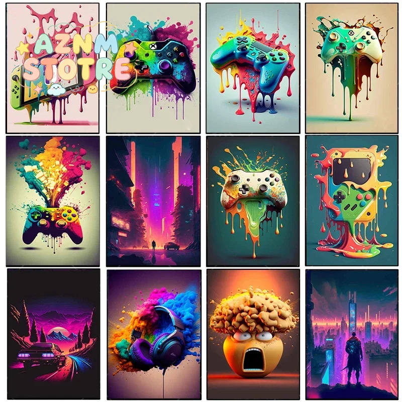 Vintage Canvas Painting Colorf - Esports Gaming Room ulasan dan harga