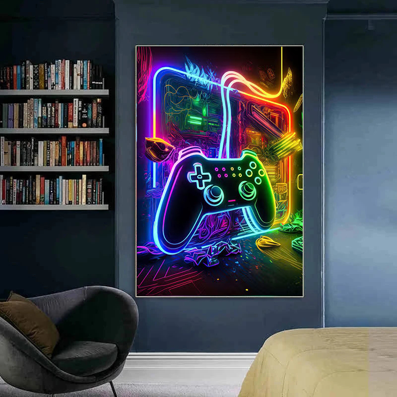 Neon Game Canvas Paintings Gam - Esports Gaming Poster ulasan dan harga