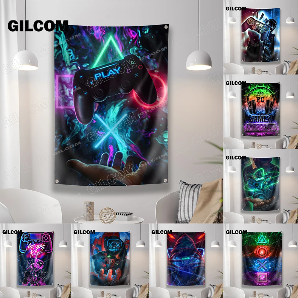 Gaming Room Flag Cool Punk Sty - Esports Gaming Poster ulasan dan harga