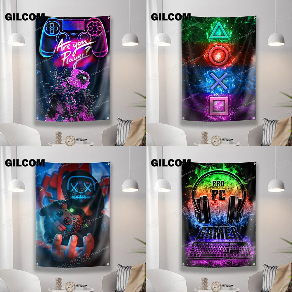 Gaming Room Flag Cool Punk Sty - Esports Gaming Poster ulasan dan harga