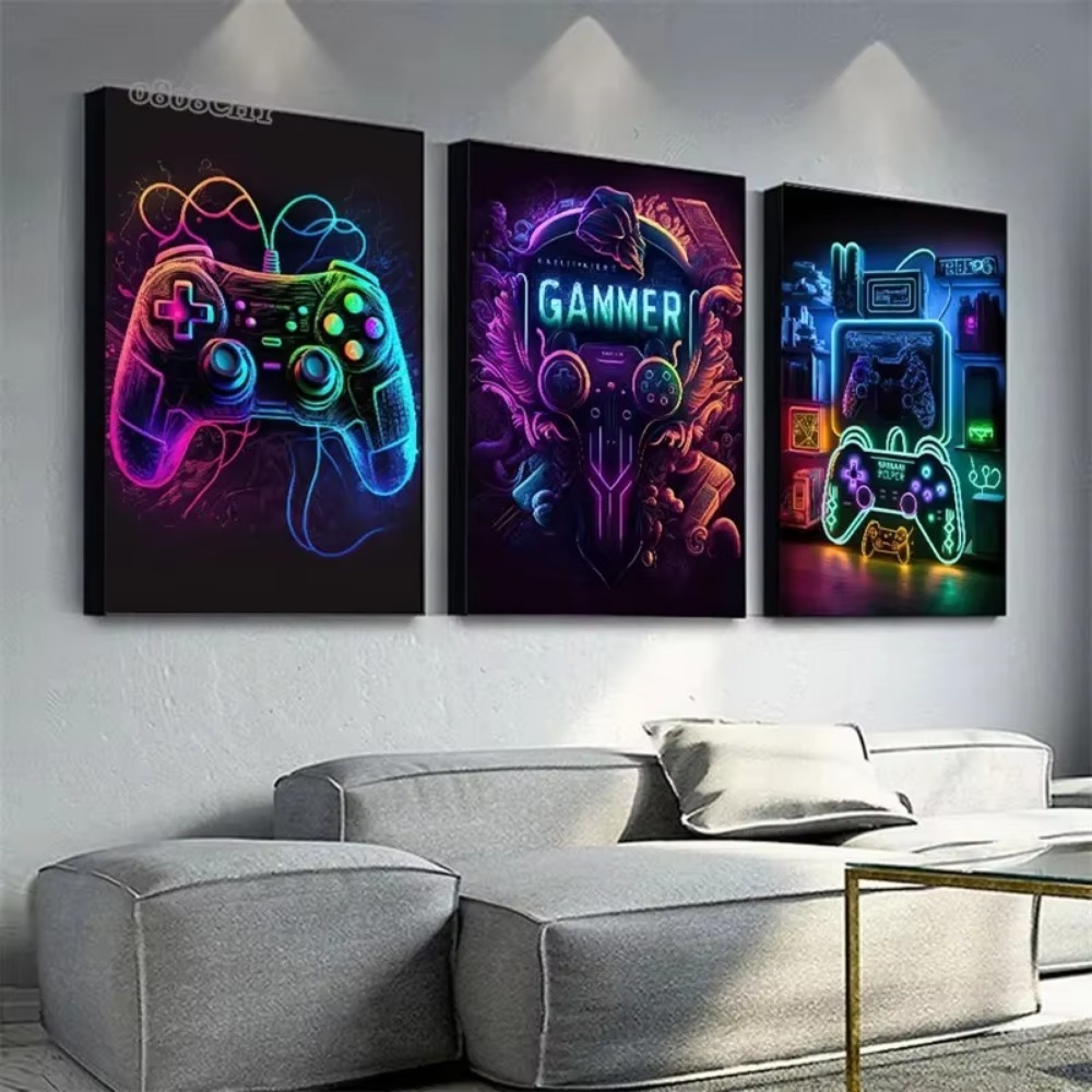 Neon Game Canvas Paintings Gam - Esports Gaming Poster ulasan dan harga