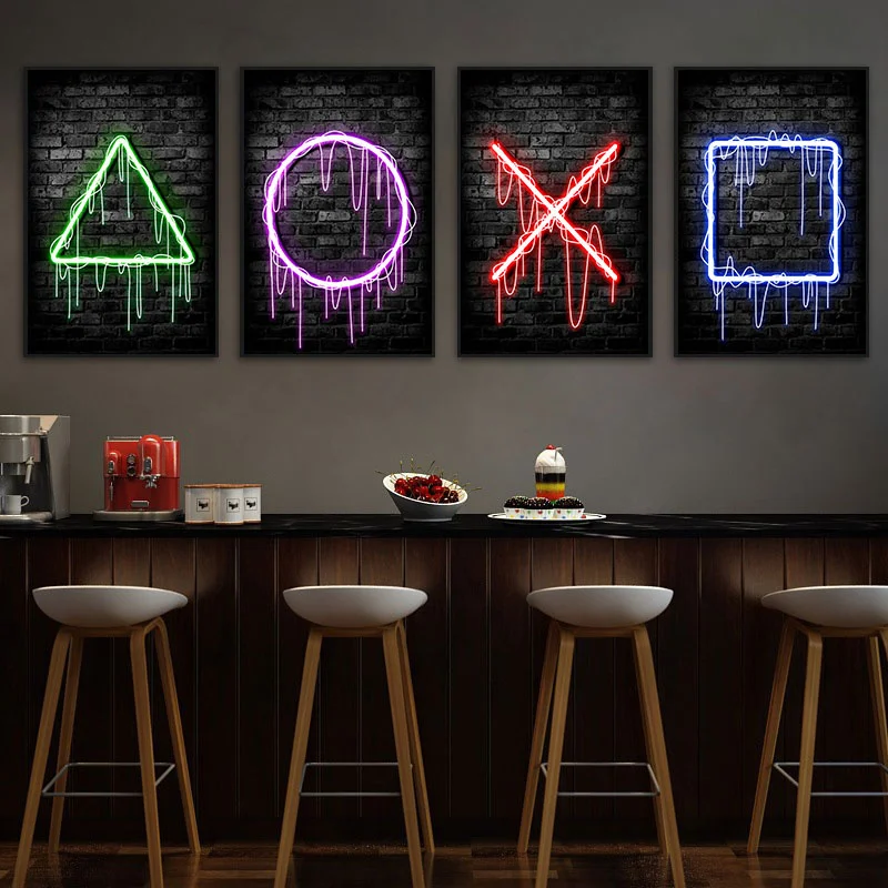 Gaming Neon Eat Sleep Game Rep - Esports Gaming Poster ulasan dan harga