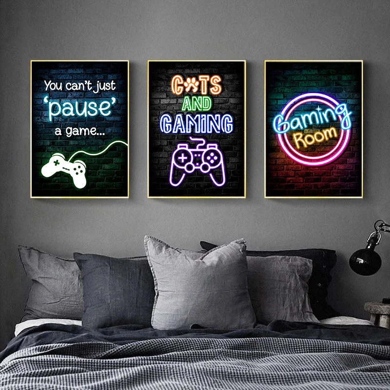 Gaming Neon Eat Sleep Game Rep - Esports Gaming Poster ulasan dan harga