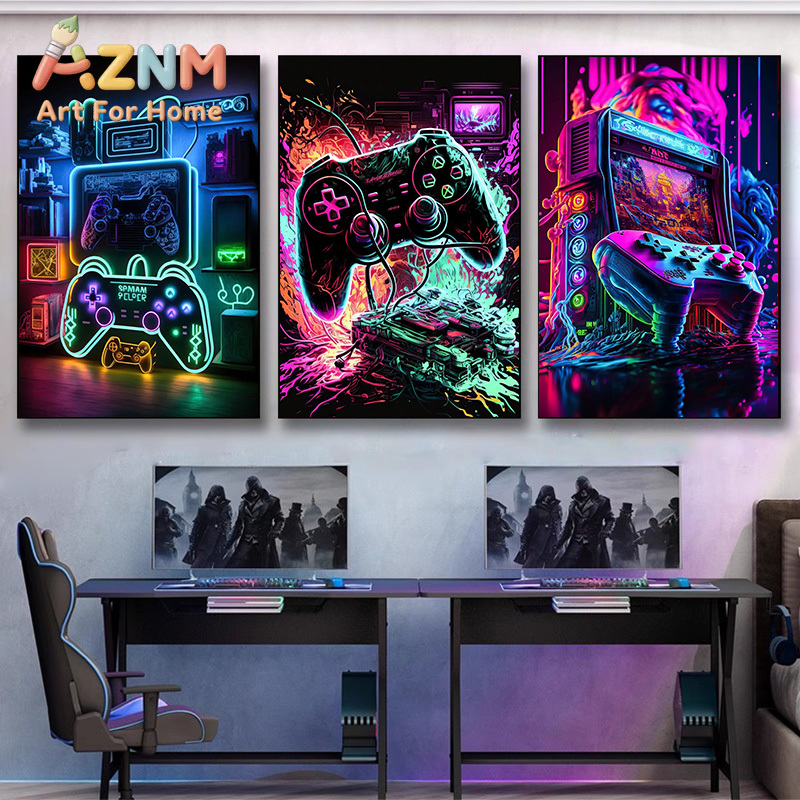Modern Neon Pop Cool Gaming Wa - Esports Gaming Room ulasan dan harga