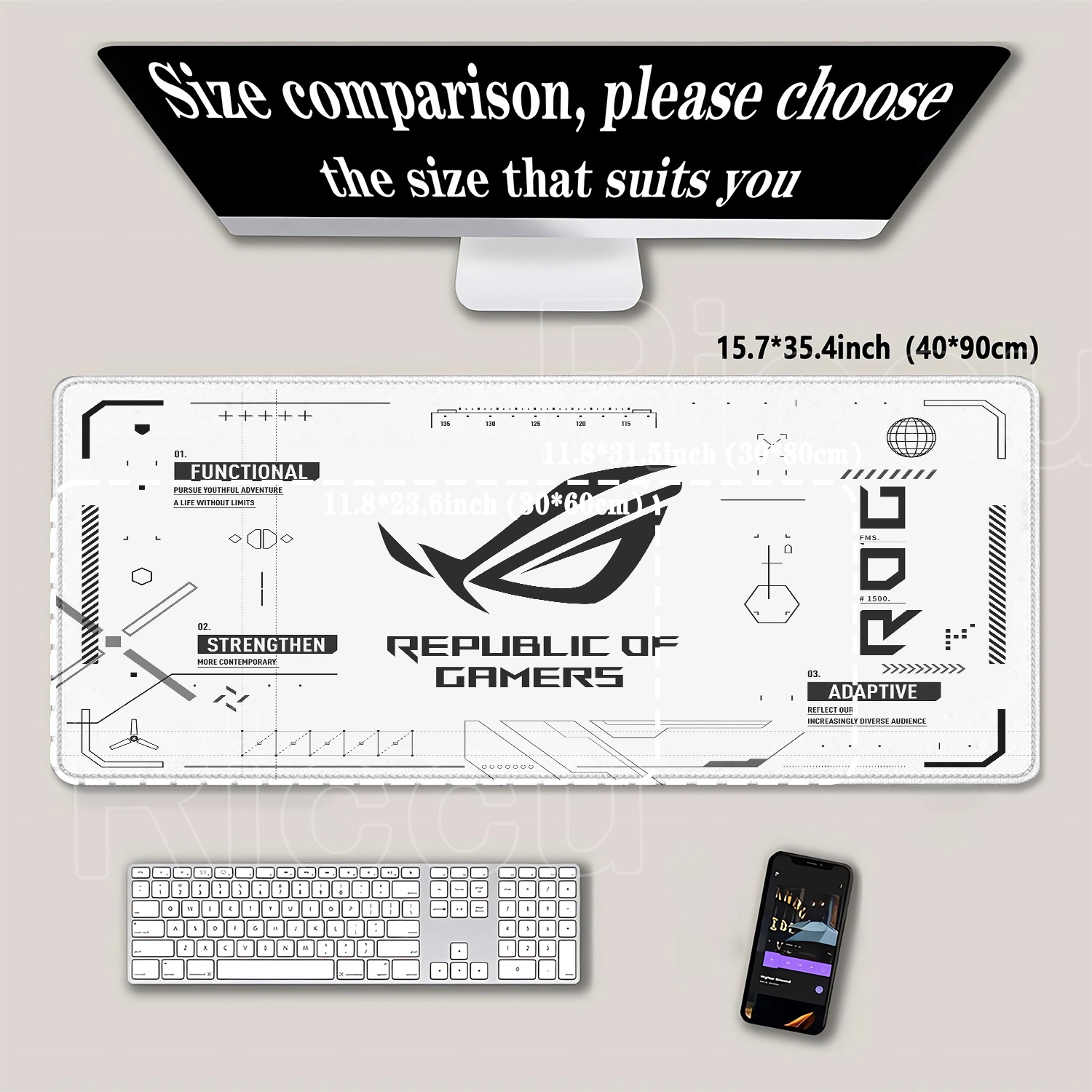 R-ROG Large Gaming Mouse Pad A - Esports Gaming Stocks ulasan dan harga