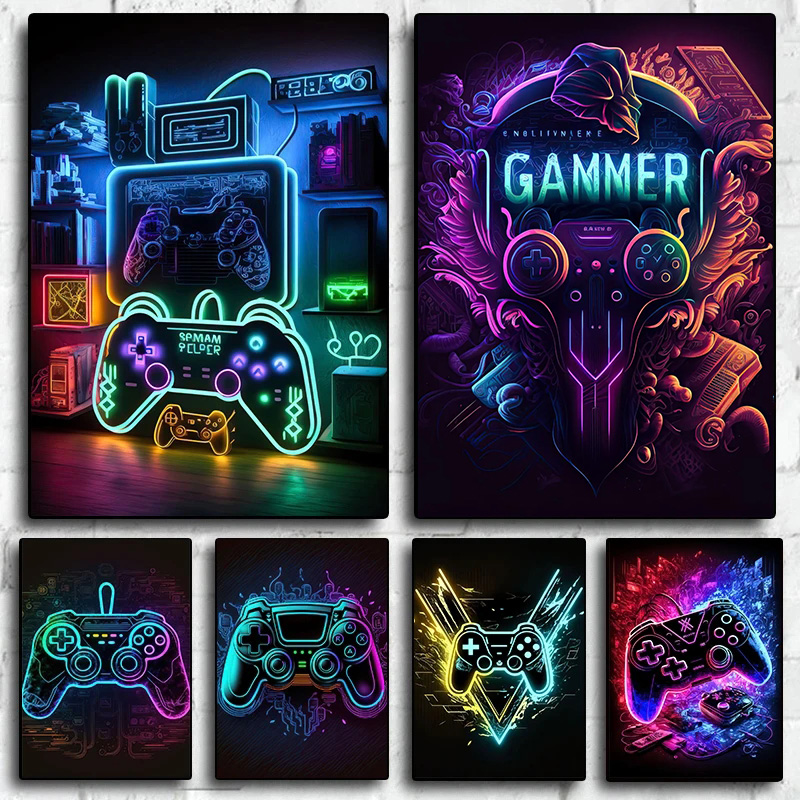 1pcs(No frame)Neon Pop Cool Ga - Esports Gaming Poster ulasan dan harga
