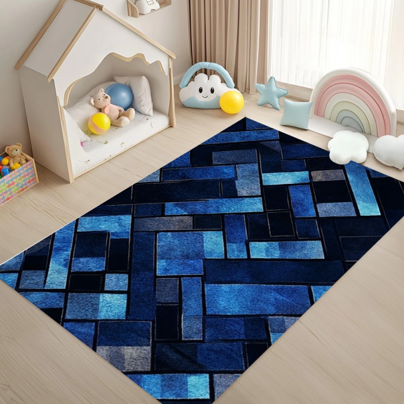 Nordic Blue Geometric Patchwor - Esports Gaming Room ulasan dan harga